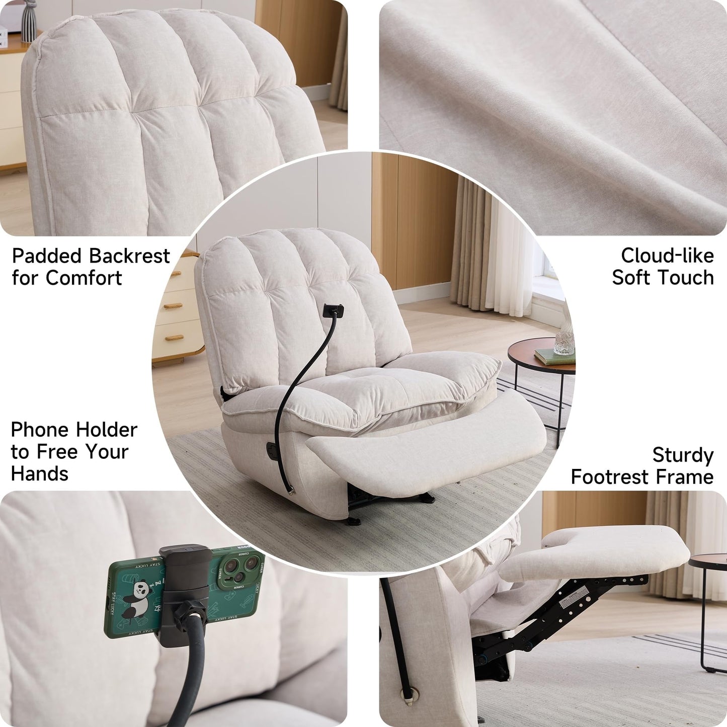 Poltrone reclinabili a dondolo di grandi dimensioni per adulti, peso 180 kg