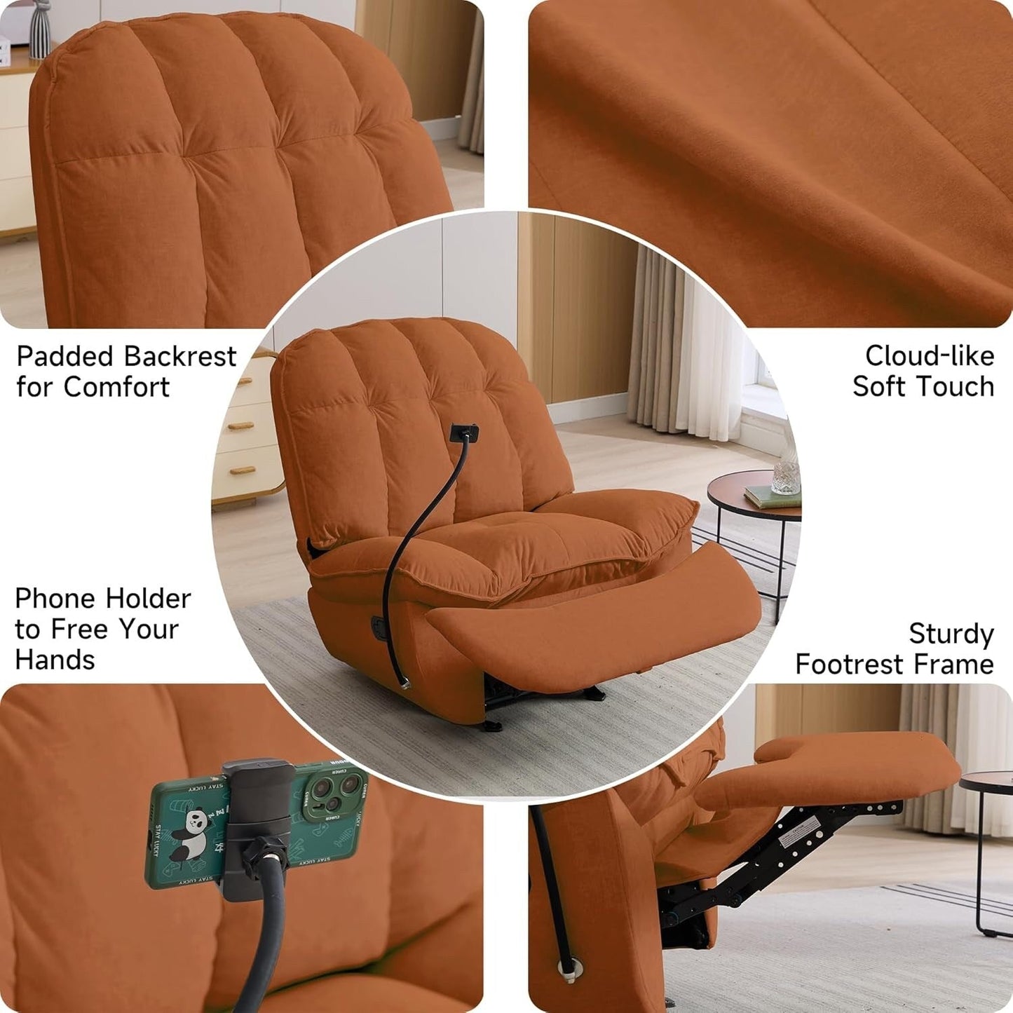 Poltrone reclinabili a dondolo di grandi dimensioni per adulti, peso 180 kg