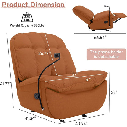 Poltrone reclinabili a dondolo di grandi dimensioni per adulti, peso 180 kg