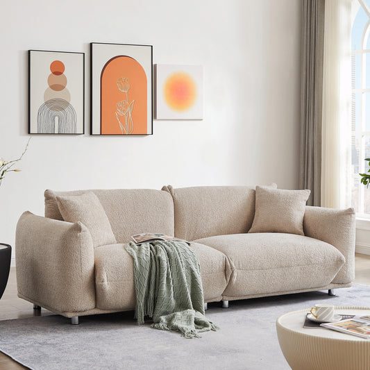 Divano Sherpa oversize - Struttura in legno massello e 2 cuscini