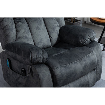 Poltrona reclinabile elettrica oversize con rivestimento in velluto, massaggio, riscaldamento lombare, 2 tasche laterali, porta USB