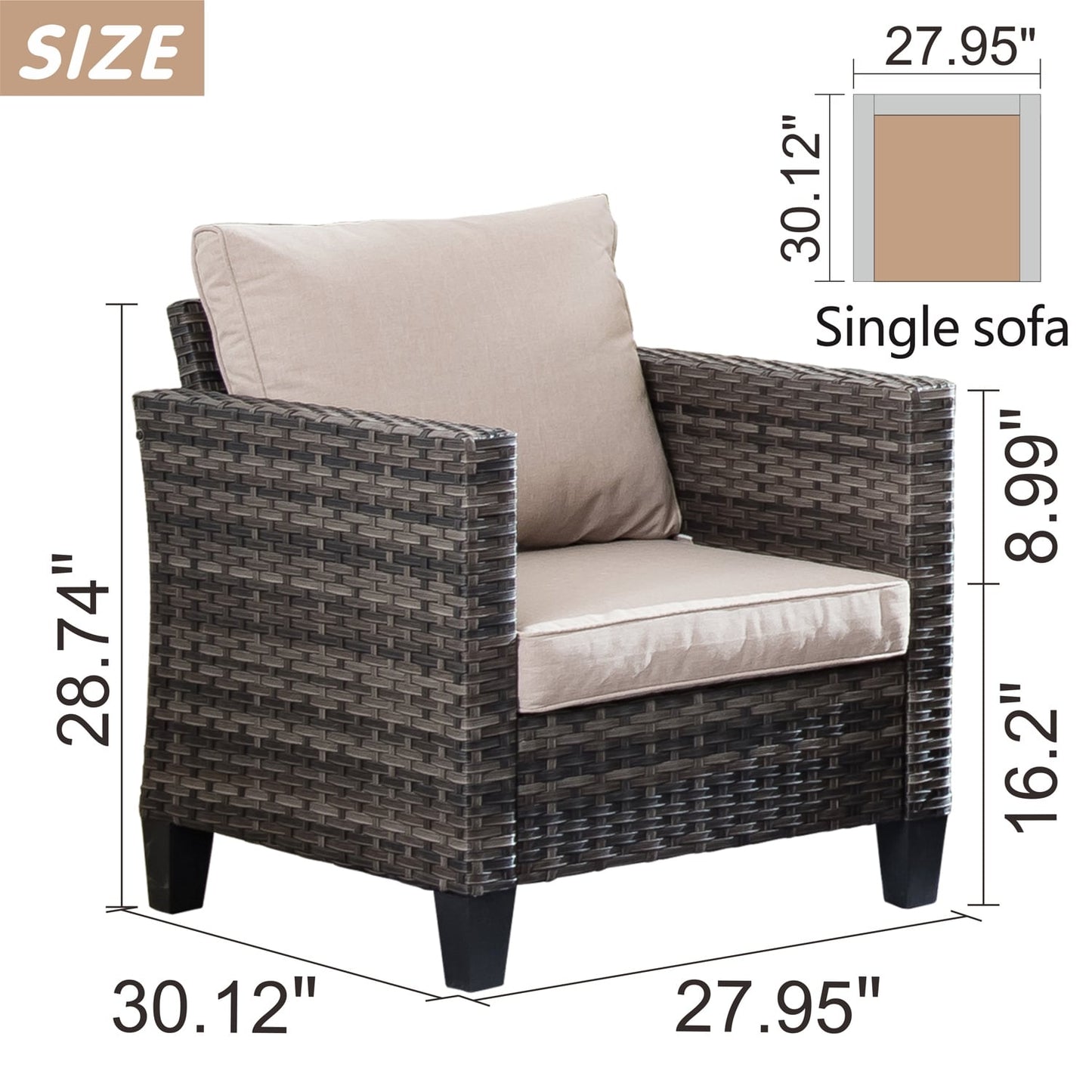 Set di sedie da conversazione in vimini per patio esterno OVIOS