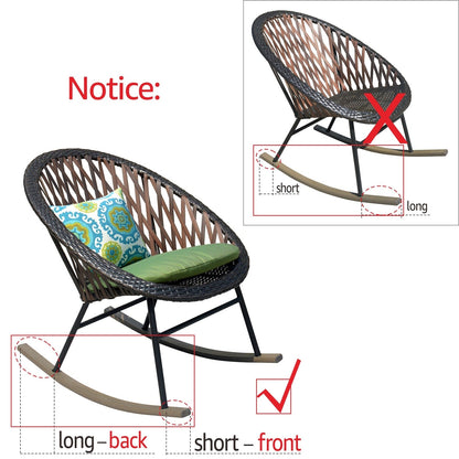 Set da bistrot OVIOS con sedia a dondolo da giardino da 3 pezzi e tavolino in vetro