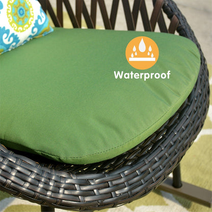 Set da bistrot OVIOS con sedia a dondolo da giardino da 3 pezzi e tavolino in vetro