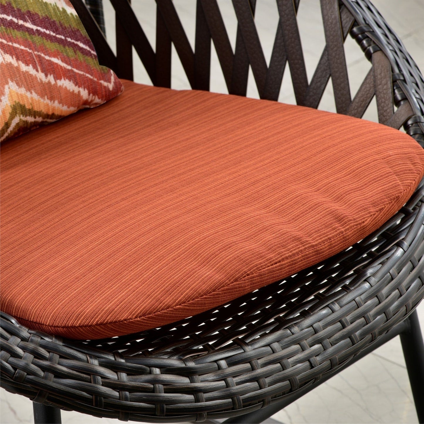 Set da bistrot OVIOS con sedia a dondolo da giardino da 3 pezzi e tavolino in vetro