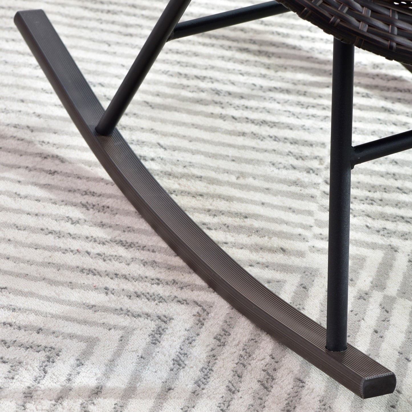 Set da bistrot OVIOS con sedia a dondolo da giardino da 3 pezzi e tavolino in vetro