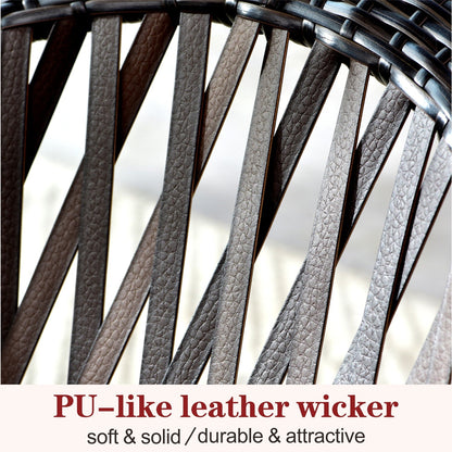 Set da bistrot OVIOS con sedia a dondolo da giardino da 3 pezzi e tavolino in vetro