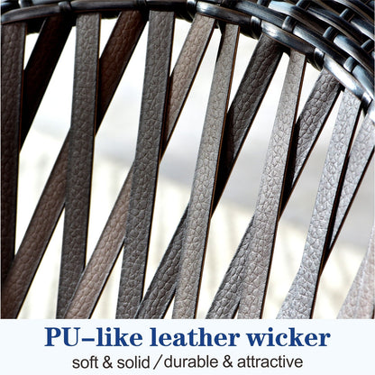 Set da bistrot OVIOS con sedia a dondolo da giardino da 3 pezzi e tavolino in vetro