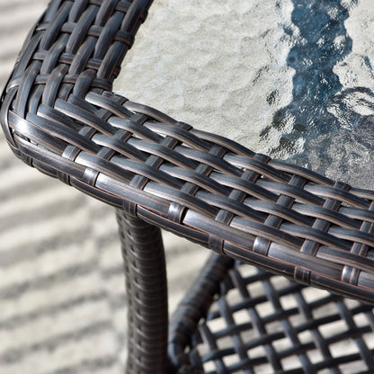 Set da bistrot OVIOS con sedia a dondolo da giardino da 3 pezzi e tavolino in vetro