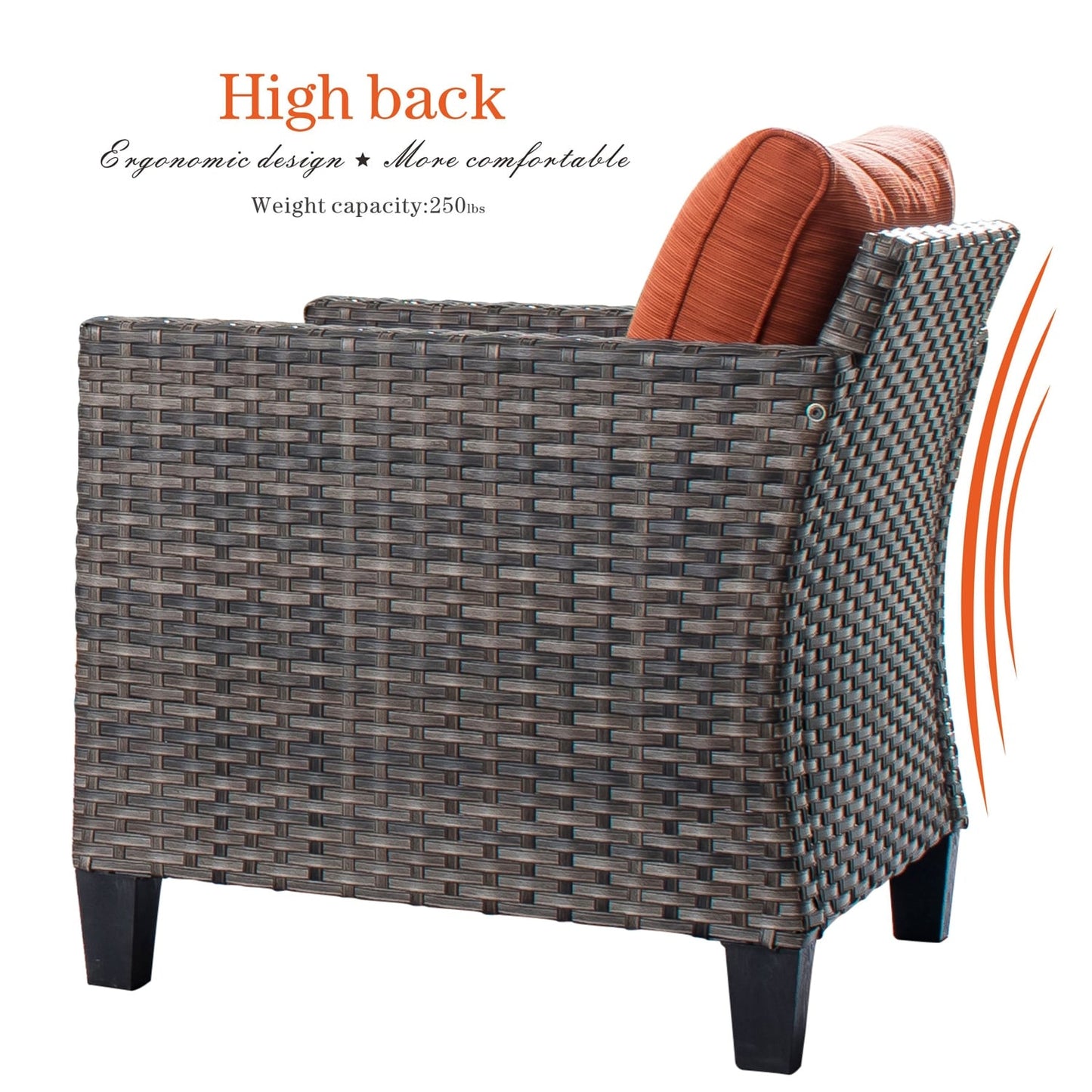 Set da conversazione in vimini per esterni OVIOS da 6 pezzi con braciere da 30 cm