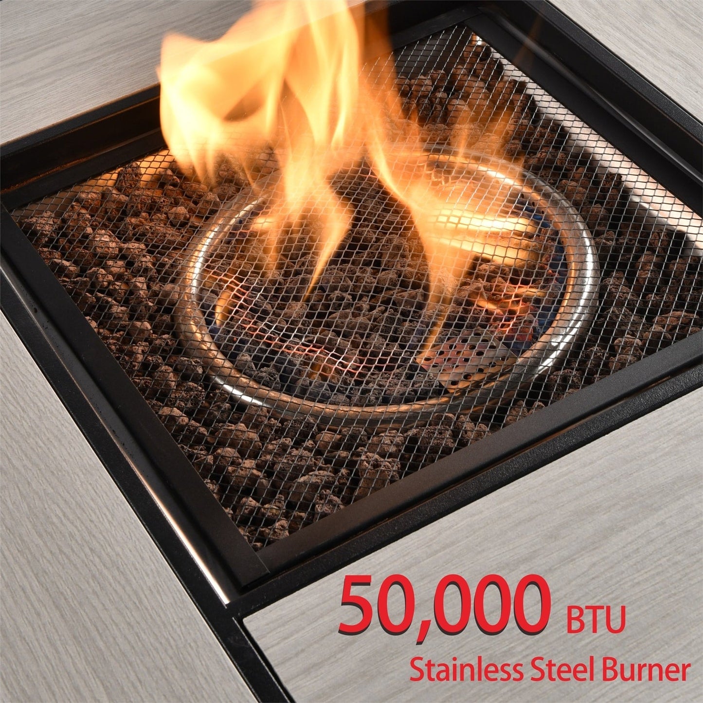 Set da conversazione in vimini per esterni OVIOS da 6 pezzi con braciere da 30 cm