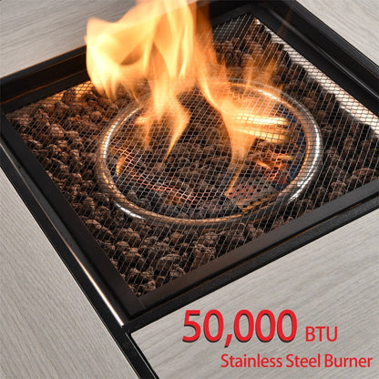 Set da conversazione in vimini per esterni OVIOS da 6 pezzi con braciere da 30 cm