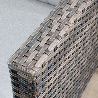 Set da conversazione in vimini per esterni OVIOS da 6 pezzi con braciere da 30 cm