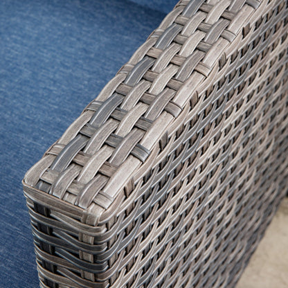 Set da conversazione in vimini per esterni OVIOS da 6 pezzi con braciere da 30 cm