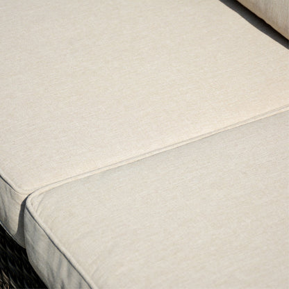 Set da conversazione in vimini per patio esterno OVIOS da 6 pezzi con tavolo con piano in vetro