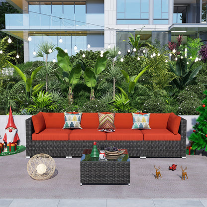 Set di divani componibili in vimini OVIOS Deep Seat da 5 pezzi