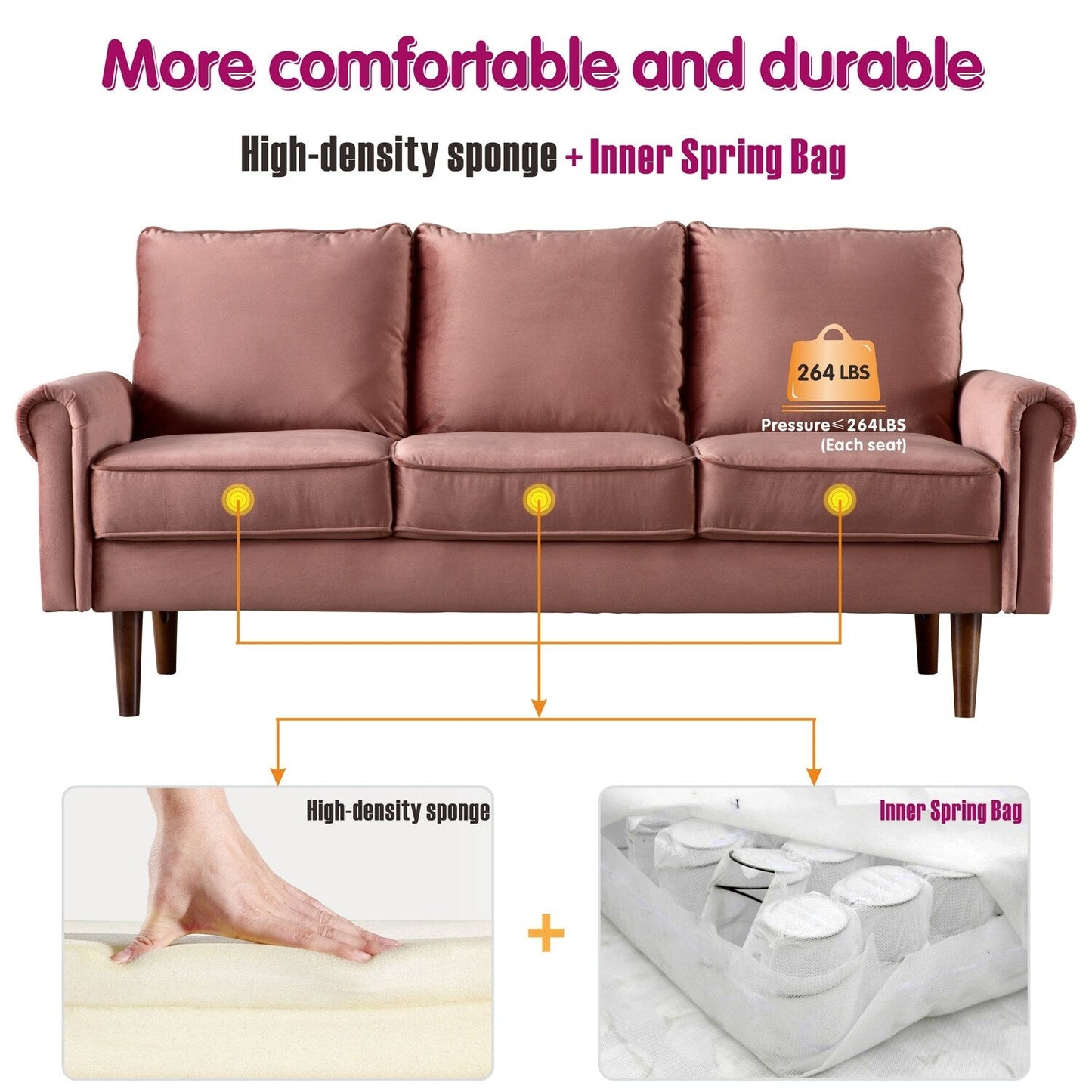 Divano imbottito OVIOS di metà secolo