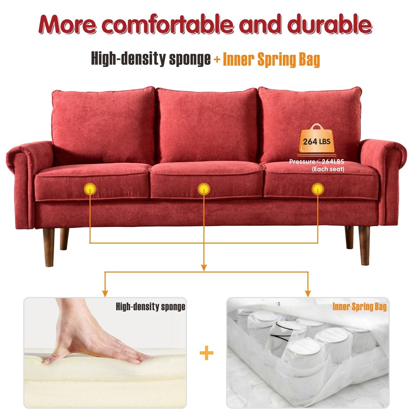 Divano imbottito OVIOS di metà secolo