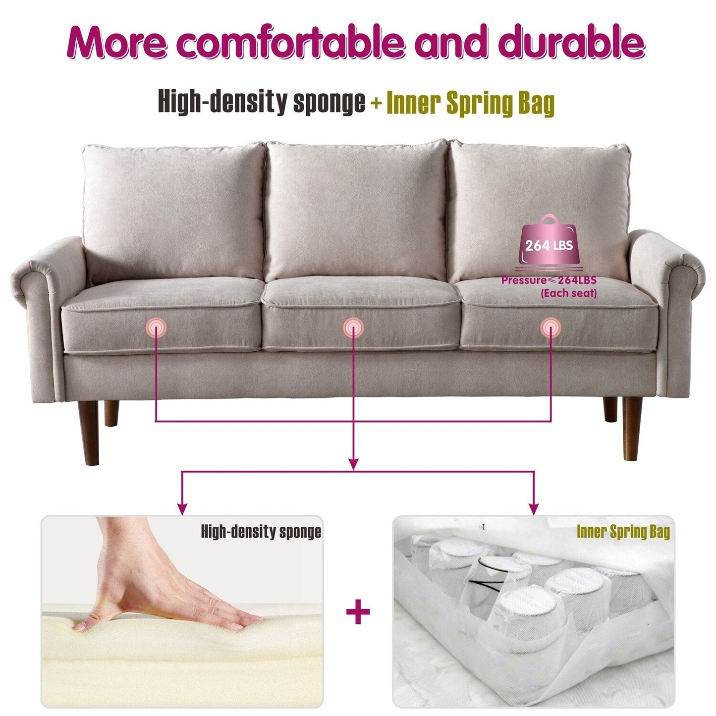 Divano imbottito OVIOS di metà secolo