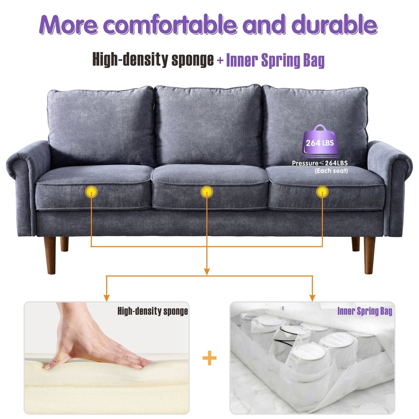 Divano imbottito OVIOS di metà secolo