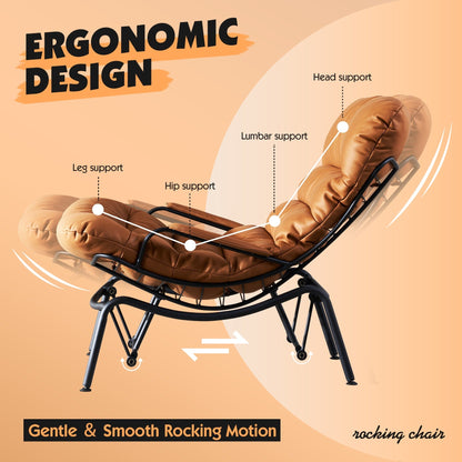 Poltrona a dondolo reclinabile OVIOS per soggiorno con poggiapiedi