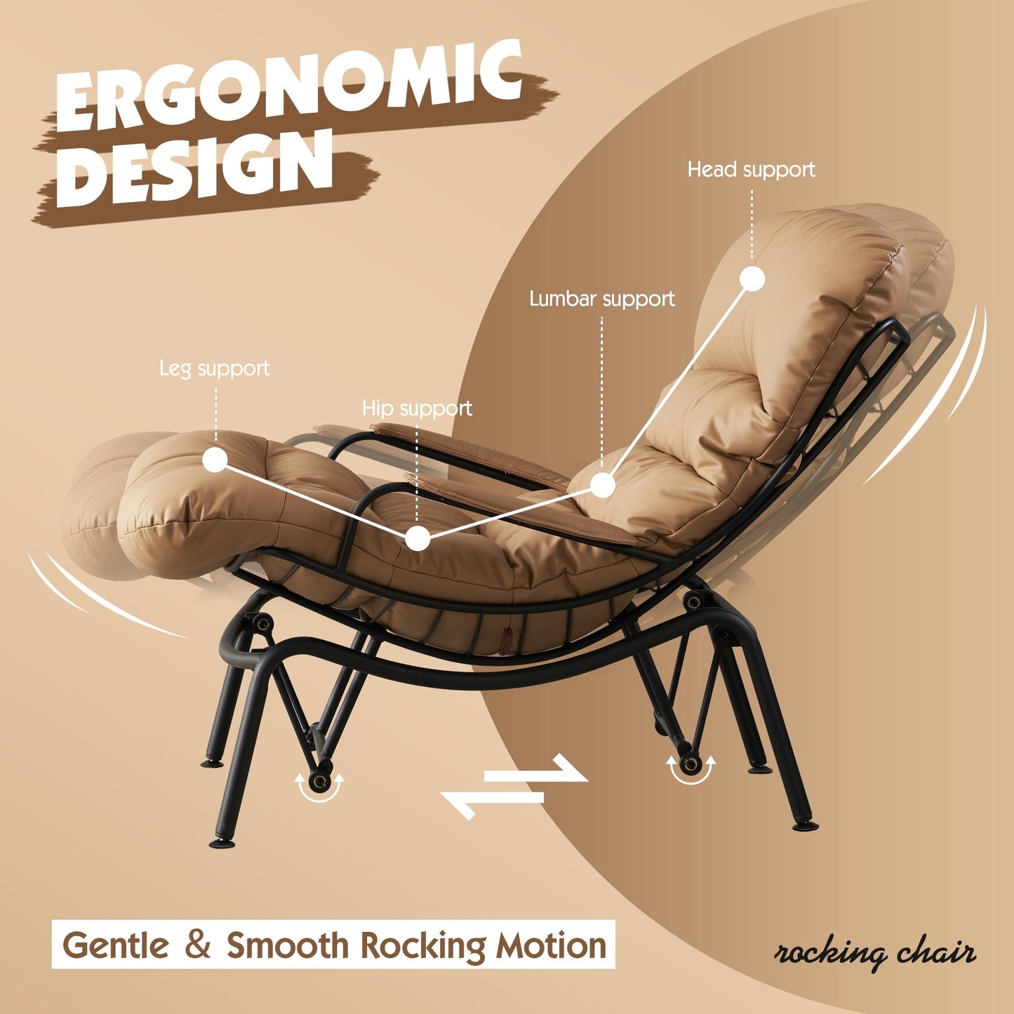 Poltrona a dondolo reclinabile OVIOS per soggiorno con poggiapiedi