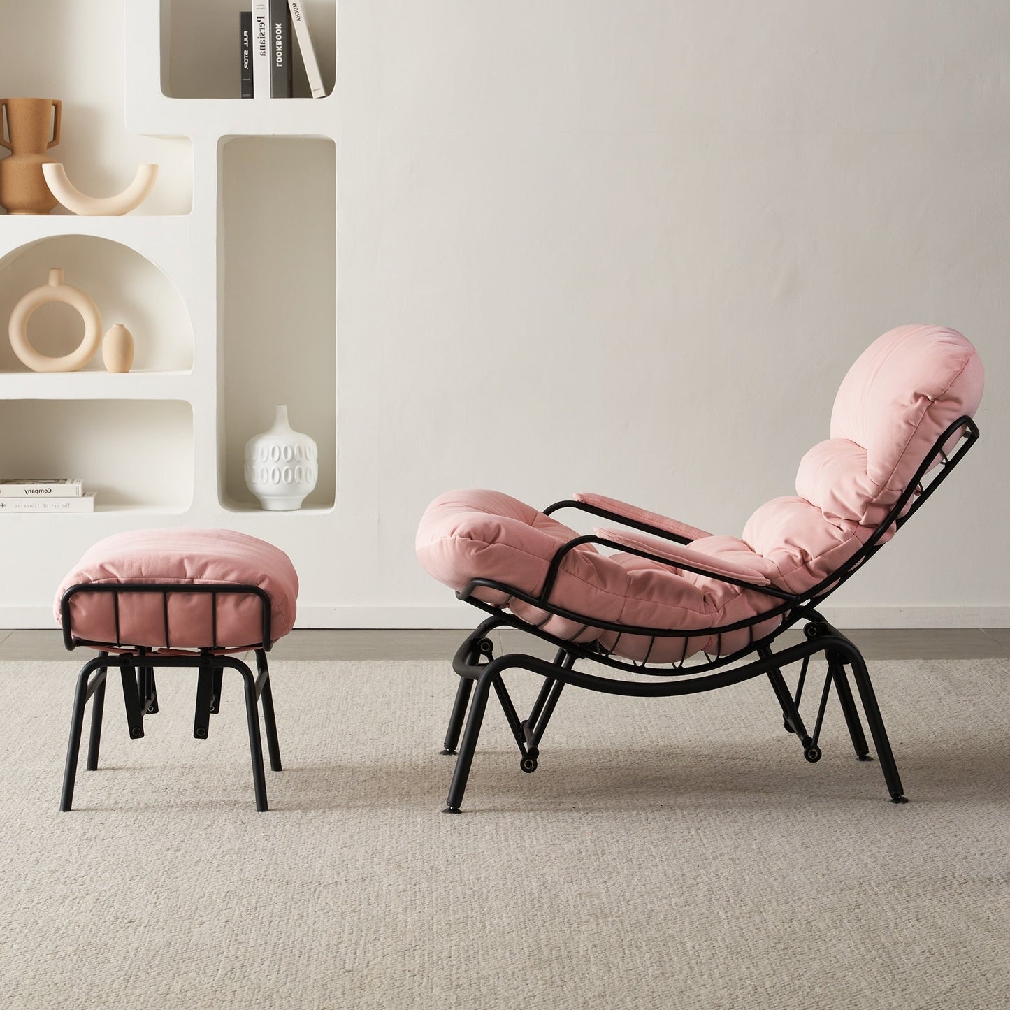 Poltrona a dondolo reclinabile OVIOS per soggiorno con poggiapiedi