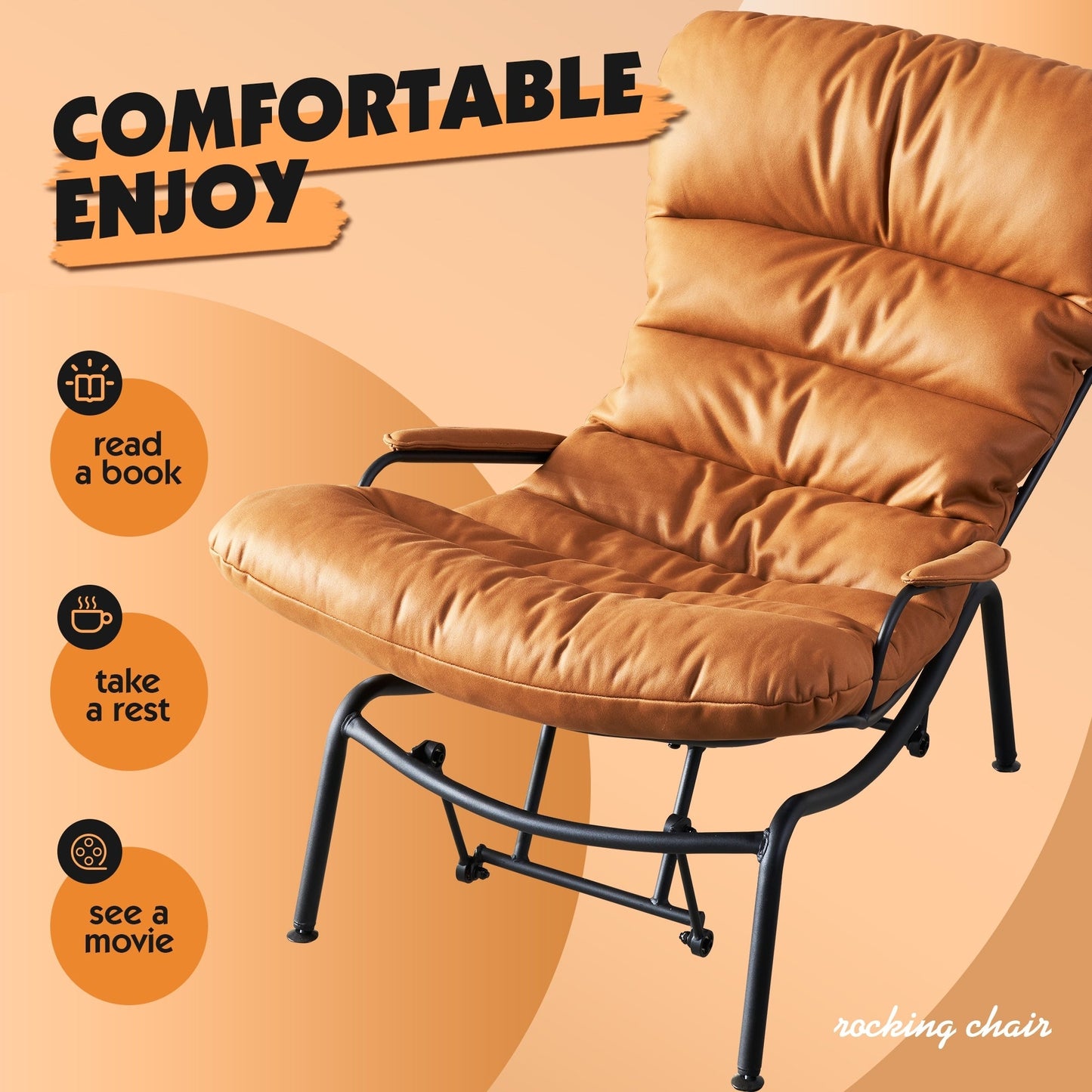 Poltrona a dondolo reclinabile OVIOS per soggiorno con poggiapiedi