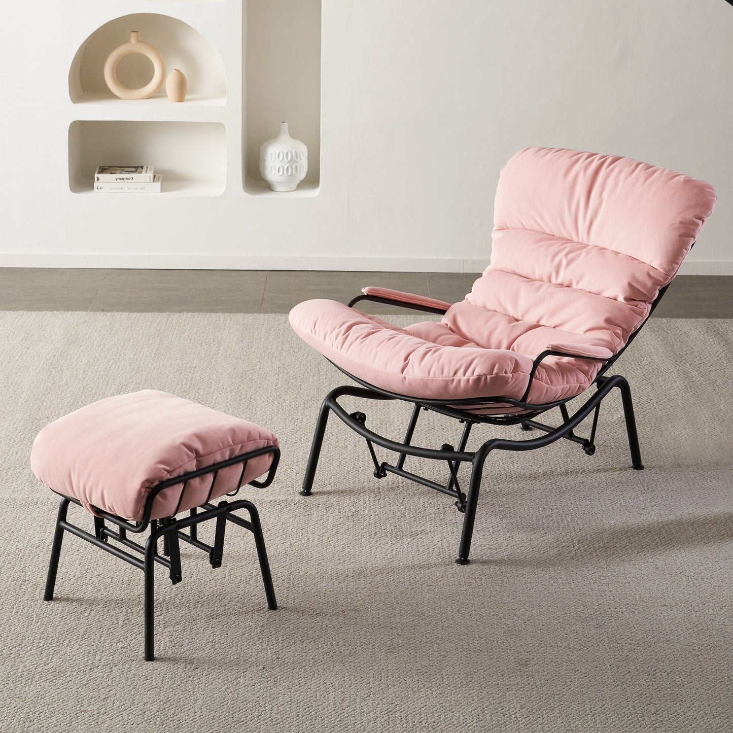 Poltrona a dondolo reclinabile OVIOS per soggiorno con poggiapiedi