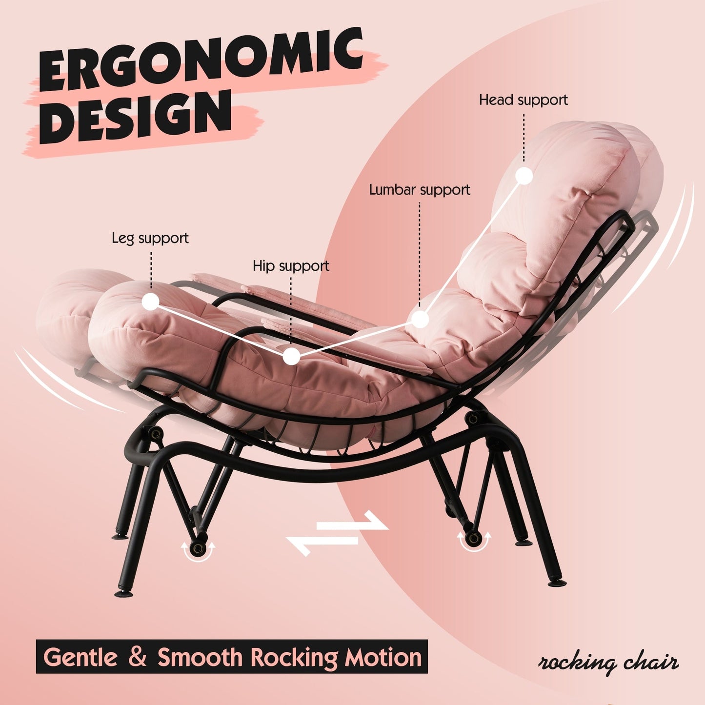Poltrona a dondolo reclinabile OVIOS per soggiorno con poggiapiedi