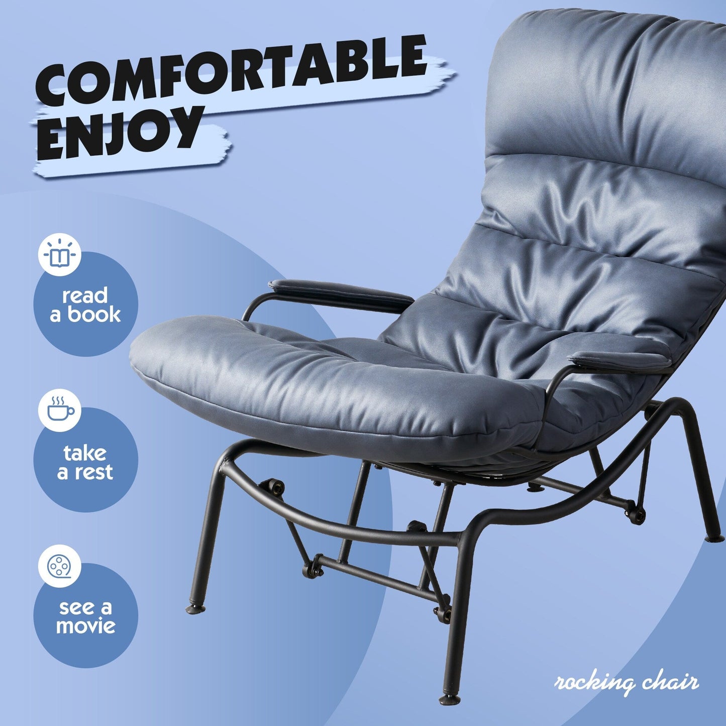 Poltrona a dondolo reclinabile OVIOS per soggiorno con poggiapiedi