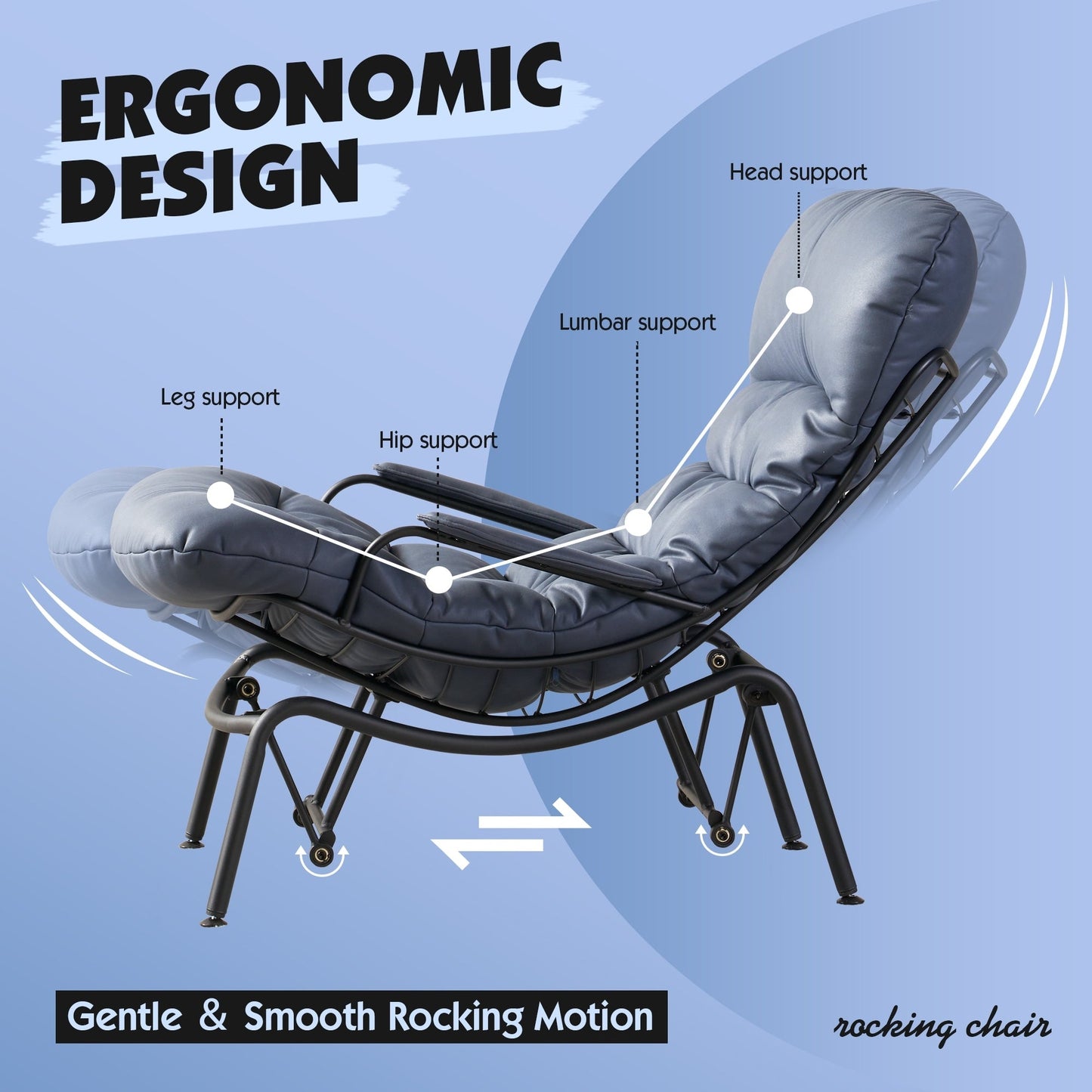 Poltrona a dondolo reclinabile OVIOS per soggiorno con poggiapiedi