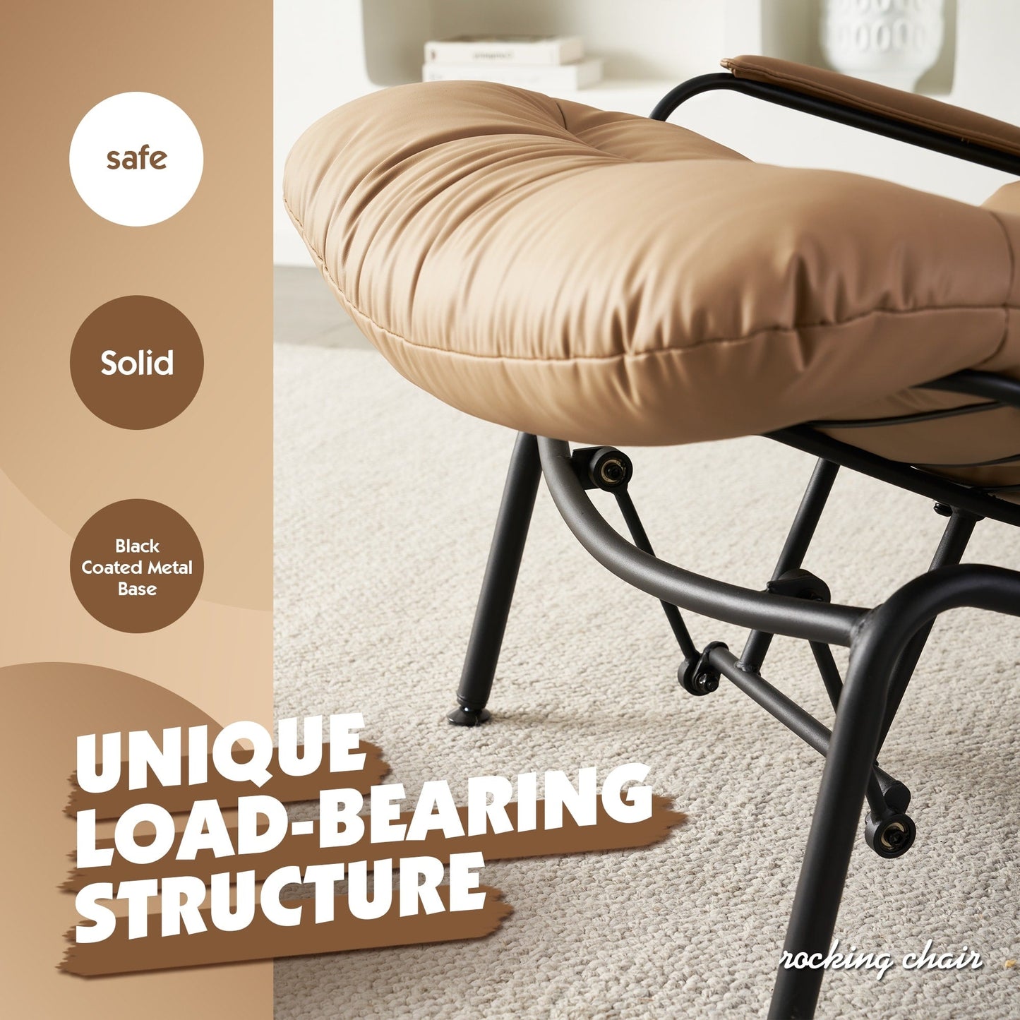 Poltrona a dondolo reclinabile OVIOS per soggiorno con poggiapiedi