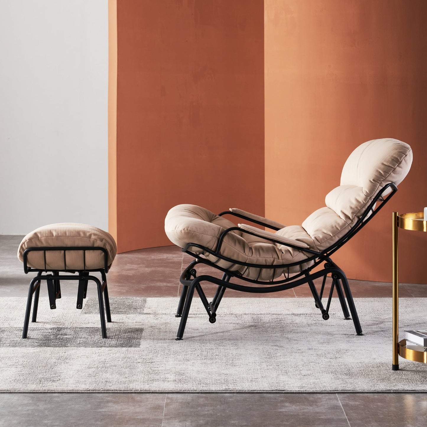 Poltrona a dondolo reclinabile OVIOS per soggiorno con poggiapiedi