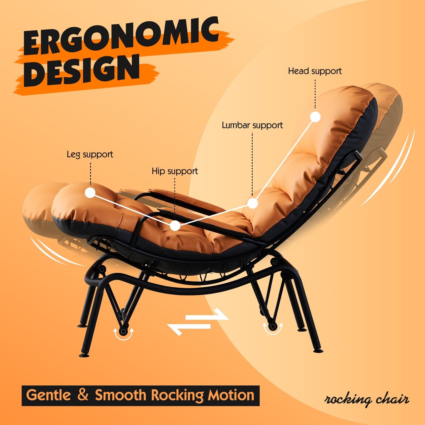 Poltrona a dondolo reclinabile OVIOS per soggiorno con poggiapiedi