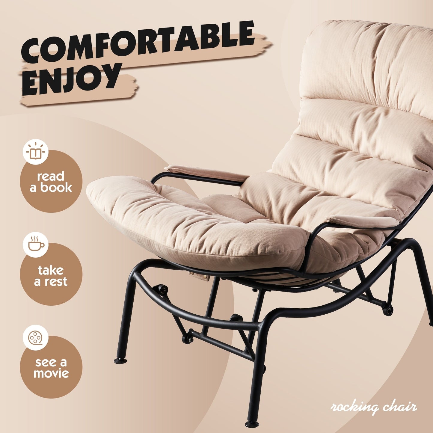 Poltrona a dondolo reclinabile OVIOS per soggiorno con poggiapiedi