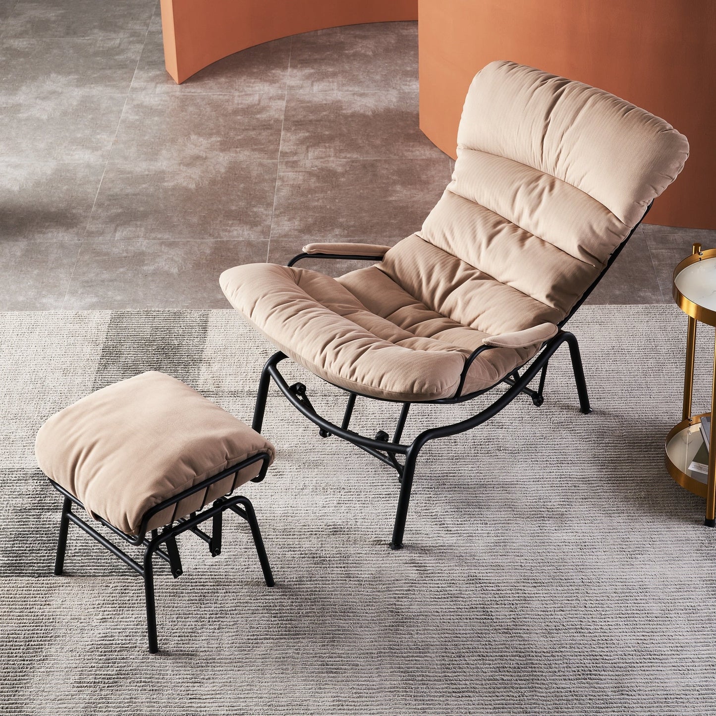 Poltrona a dondolo reclinabile OVIOS per soggiorno con poggiapiedi