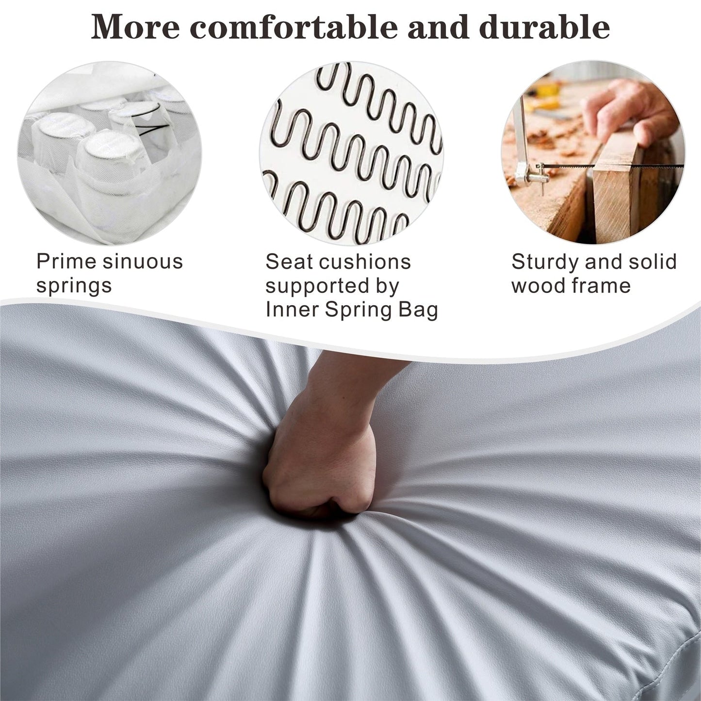 Divano chaise longue reversibile OVIOS con cuscini soffici e gambe in metallo