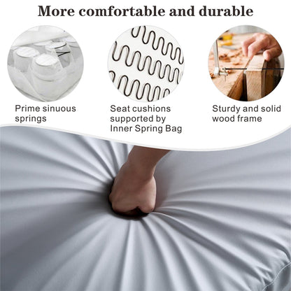 Divano chaise longue reversibile OVIOS con cuscini soffici e gambe in metallo