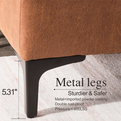 Divano chaise longue reversibile OVIOS con cuscini soffici e gambe in metallo