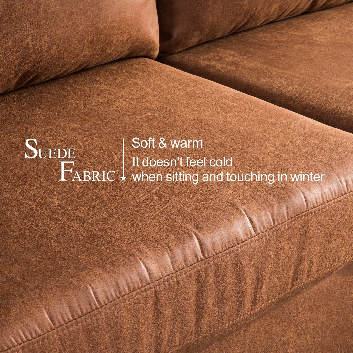 Divano chaise longue reversibile OVIOS con cuscini soffici e gambe in metallo