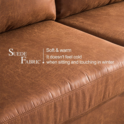 Divano chaise longue reversibile OVIOS con cuscini soffici e gambe in metallo