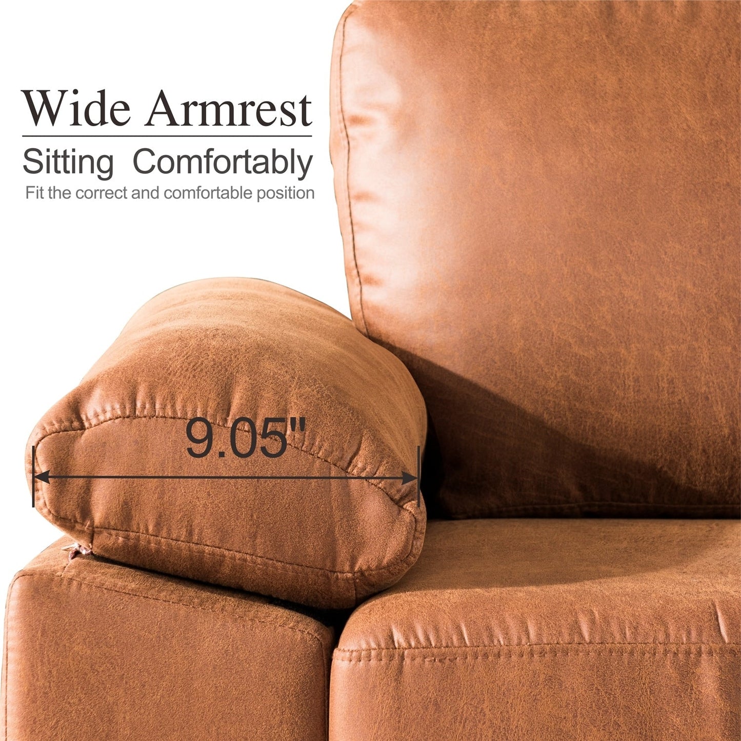 Divano chaise longue reversibile OVIOS con cuscini soffici e gambe in metallo