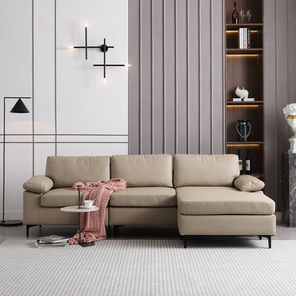 Divano chaise longue reversibile OVIOS con cuscini soffici e gambe in metallo