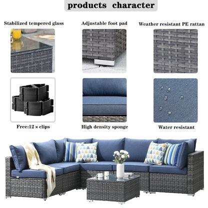 Set di divani componibili OVIOS Deep Seat Wicker da 7 pezzi