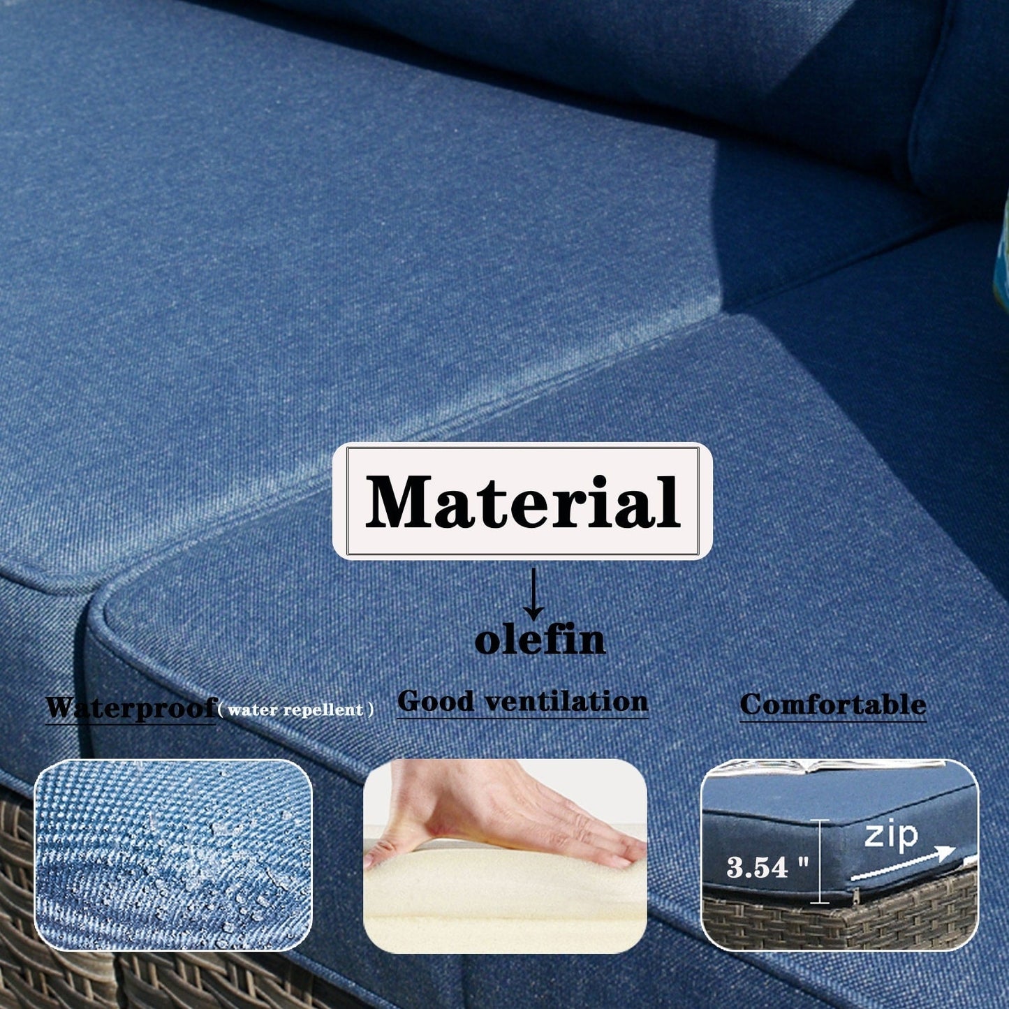 Set di divani componibili OVIOS Deep Seat Wicker da 7 pezzi