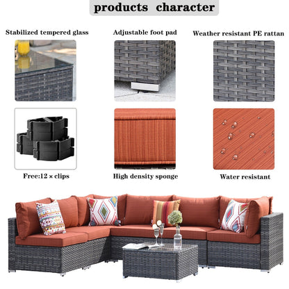 Set di divani componibili OVIOS Deep Seat Wicker da 7 pezzi