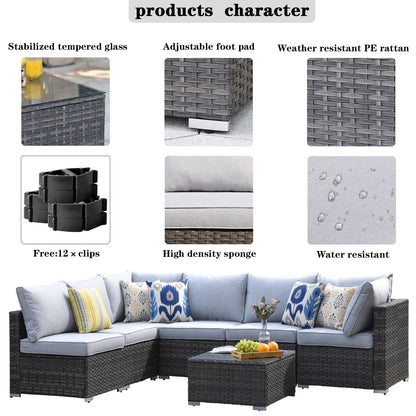 Set di divani componibili OVIOS Deep Seat Wicker da 7 pezzi