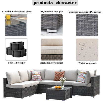 Set di divani componibili OVIOS Deep Seat Wicker da 7 pezzi