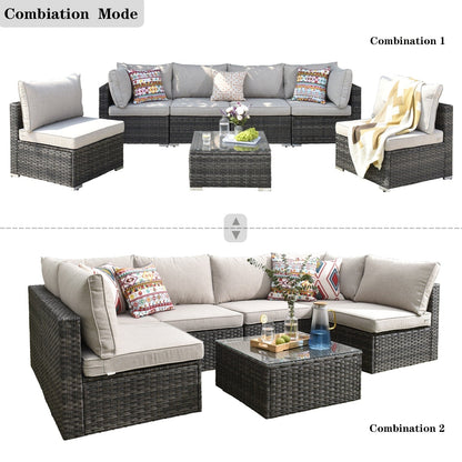 Set di divani componibili OVIOS Deep Seat Wicker da 7 pezzi